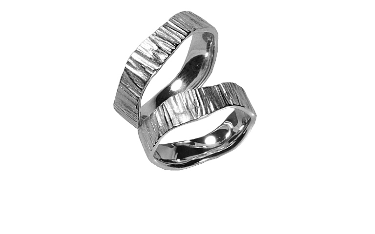 45208+45209-wedding rings, white gold 750